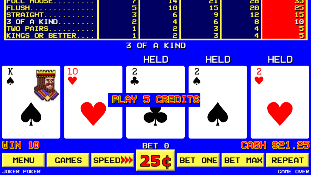 video poker screenshot